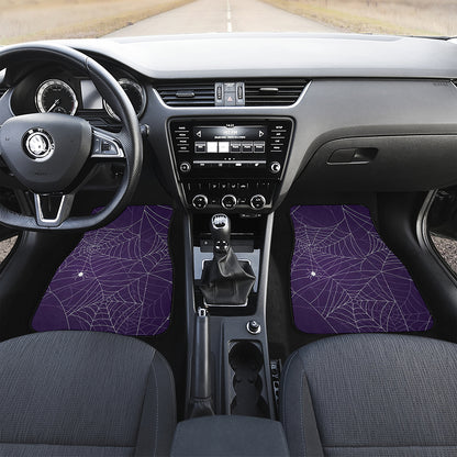 Purple Spider Web Pattern Print Front and Back Car Floor Mats