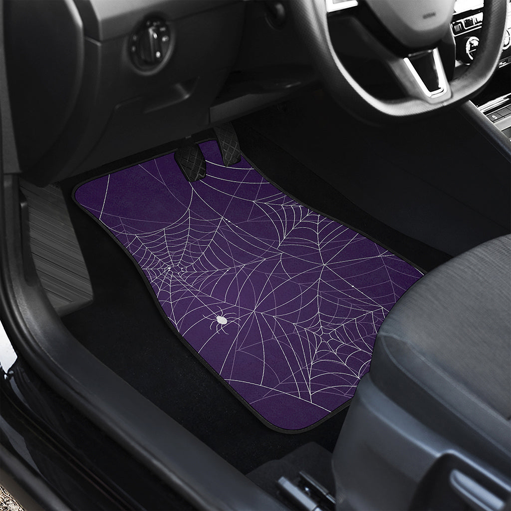 Purple Spider Web Pattern Print Front and Back Car Floor Mats