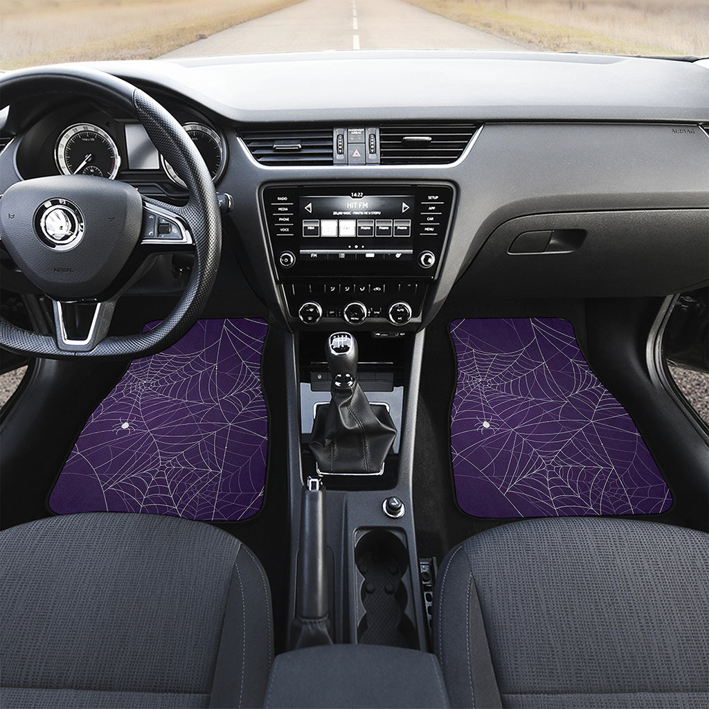 Purple Spider Web Pattern Print Front Car Floor Mats