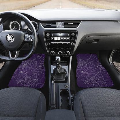 Purple Spider Web Pattern Print Front Car Floor Mats