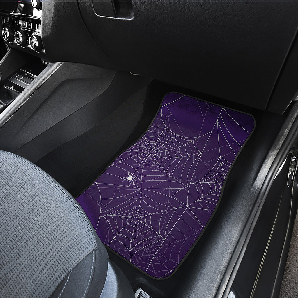 Purple Spider Web Pattern Print Front Car Floor Mats