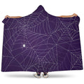 Purple Spider Web Pattern Print Hooded Blanket