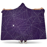 Purple Spider Web Pattern Print Hooded Blanket