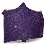 Purple Spider Web Pattern Print Hooded Blanket