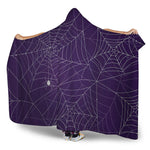 Purple Spider Web Pattern Print Hooded Blanket