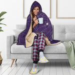 Purple Spider Web Pattern Print Hooded Blanket