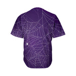 Purple Spider Web Pattern Print Men's Baseball Jersey