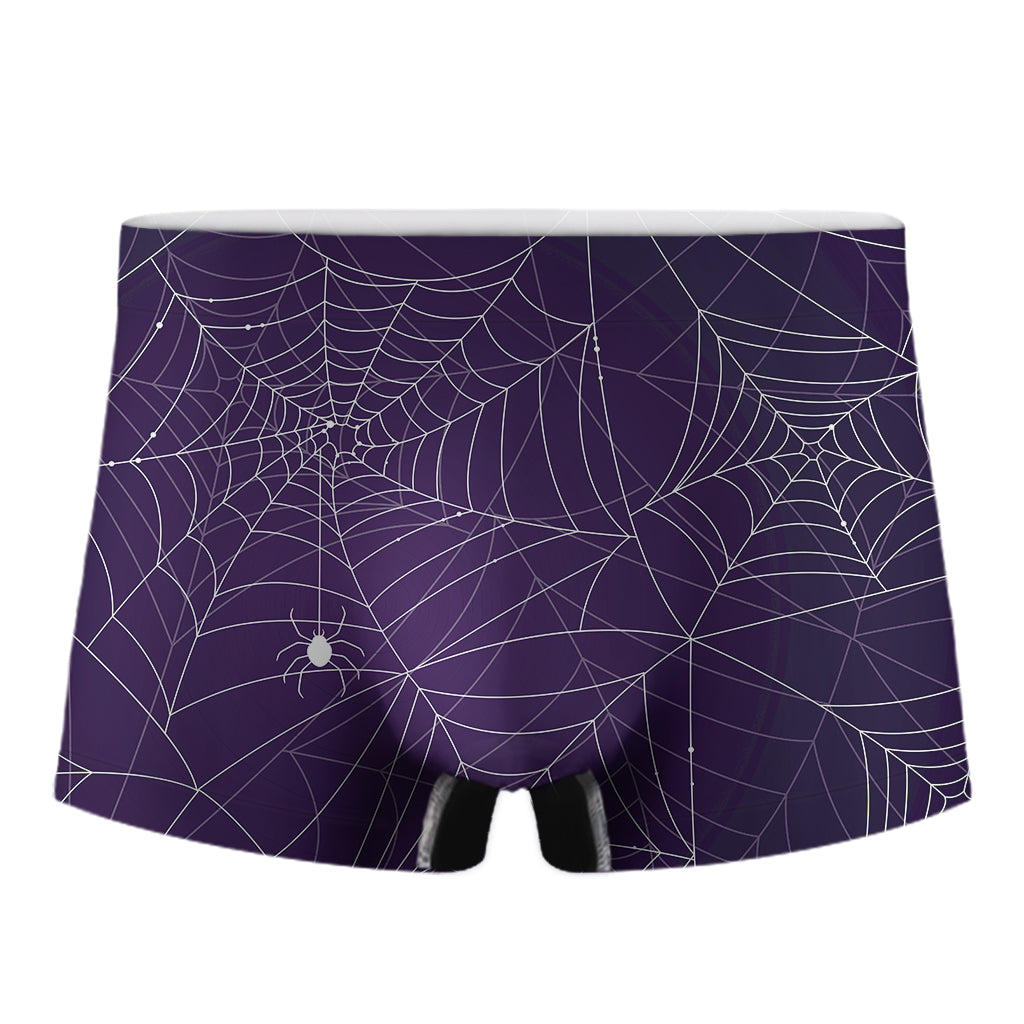 Purple Spider Web Pattern Print Men's Boxer Briefs