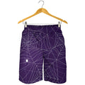 Purple Spider Web Pattern Print Men's Shorts