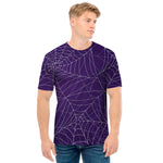 Purple Spider Web Pattern Print Men's T-Shirt