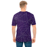 Purple Spider Web Pattern Print Men's T-Shirt