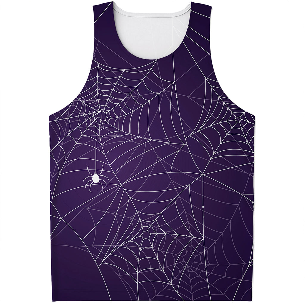 Purple Spider Web Pattern Print Men's Tank Top