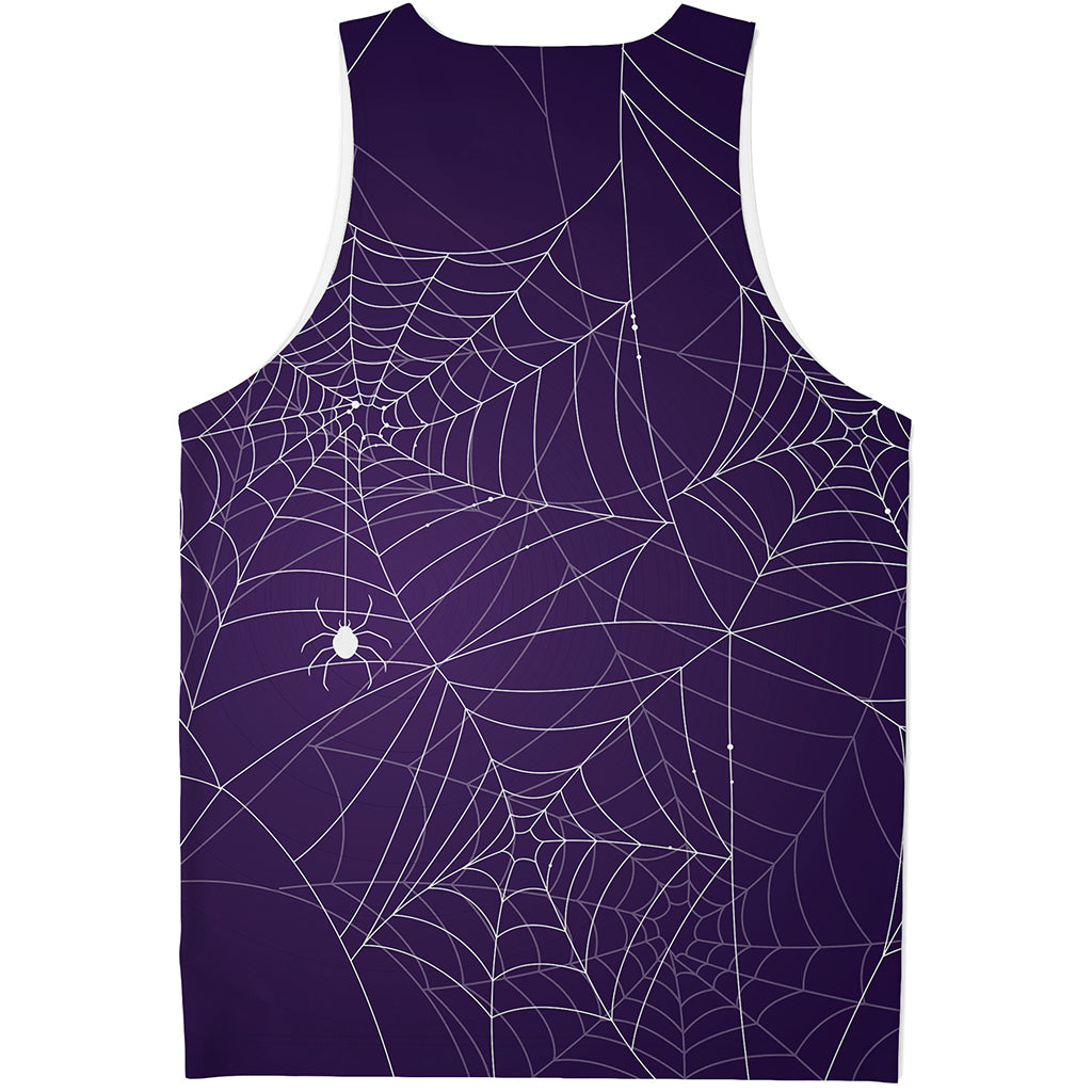 Purple Spider Web Pattern Print Men's Tank Top