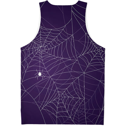 Purple Spider Web Pattern Print Men's Tank Top