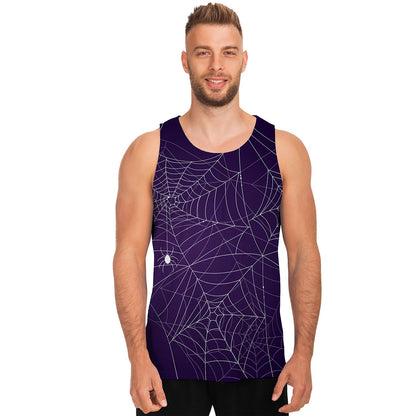 Purple Spider Web Pattern Print Men's Tank Top