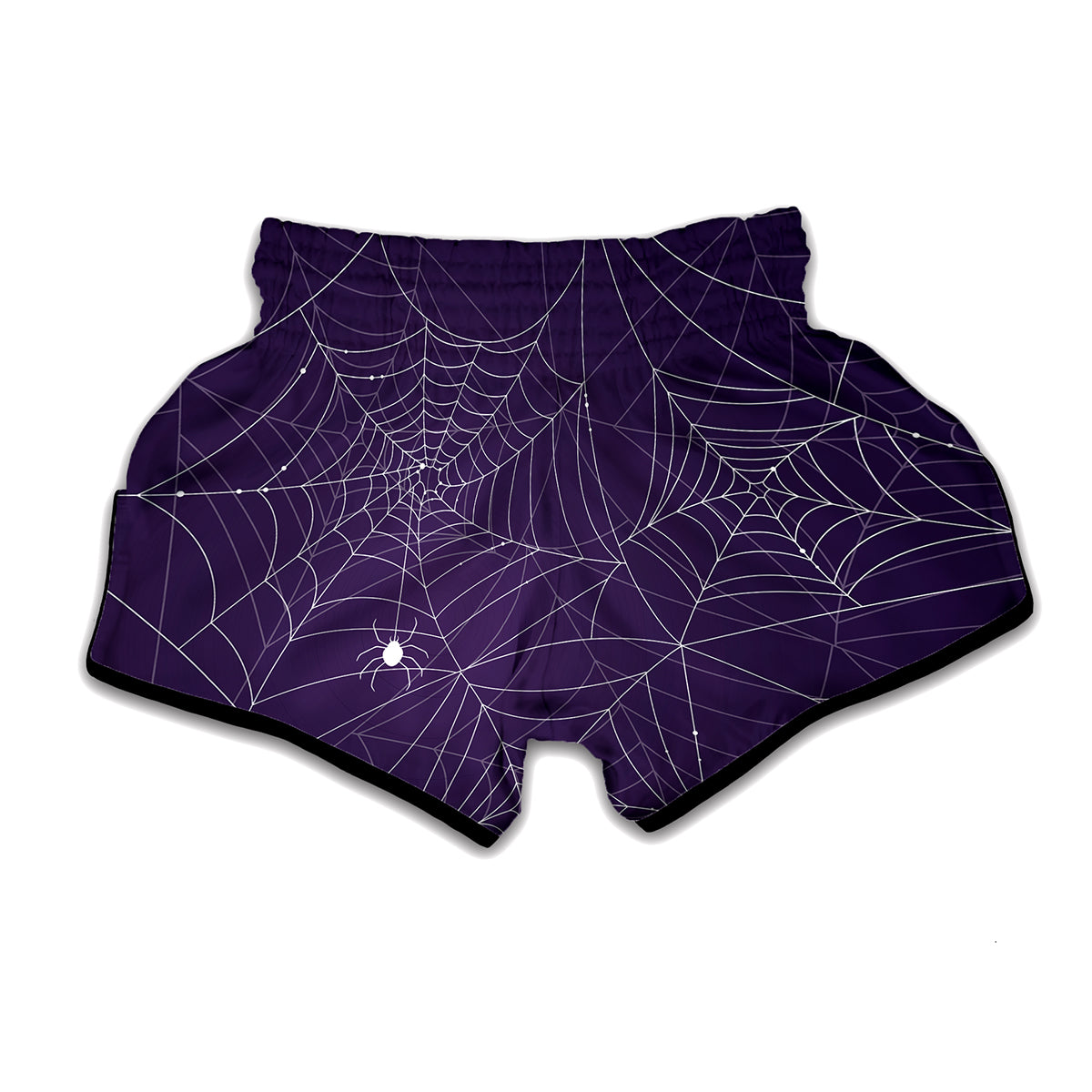 Purple Spider Web Pattern Print Muay Thai Boxing Shorts