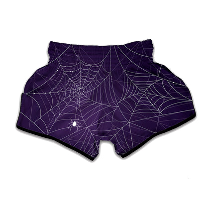 Purple Spider Web Pattern Print Muay Thai Boxing Shorts