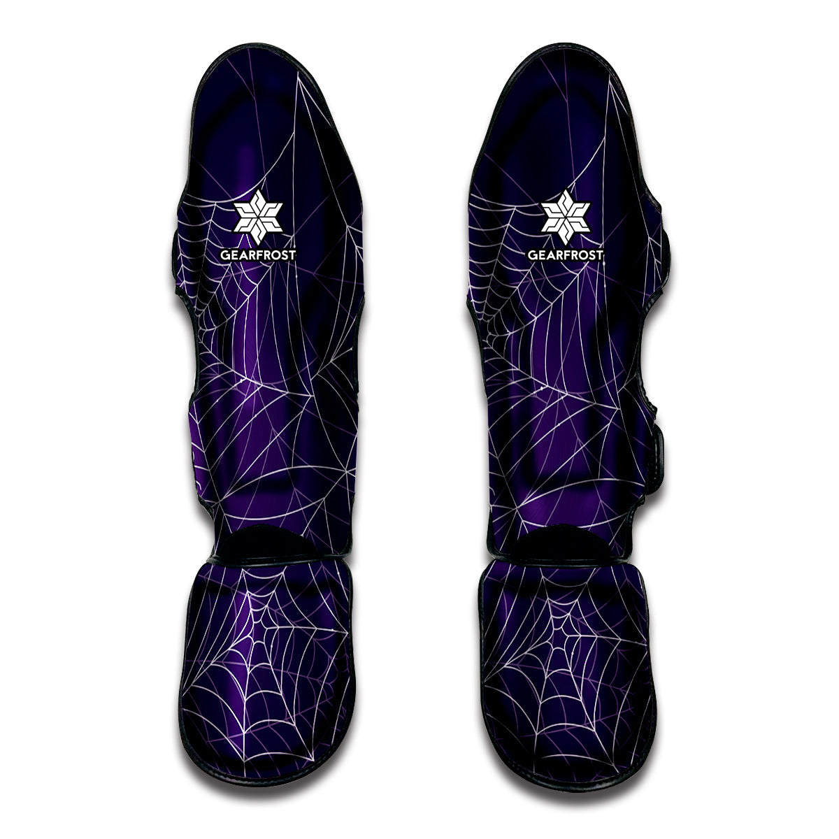 Purple Spider Web Pattern Print Muay Thai Shin Guard