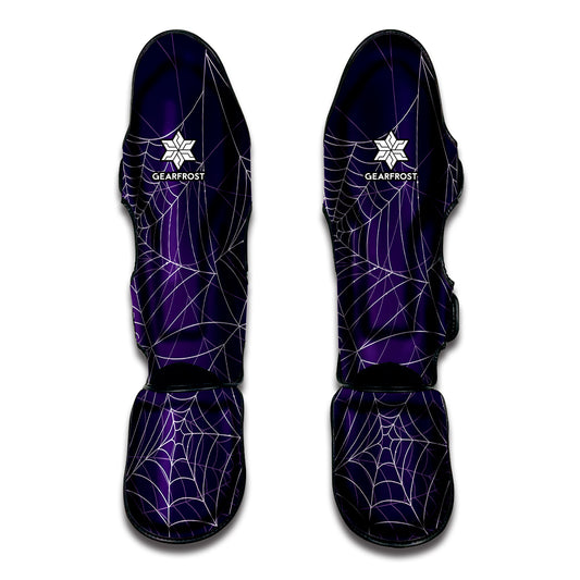 Purple Spider Web Pattern Print Muay Thai Shin Guard