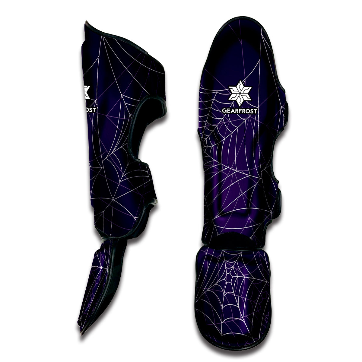 Purple Spider Web Pattern Print Muay Thai Shin Guard