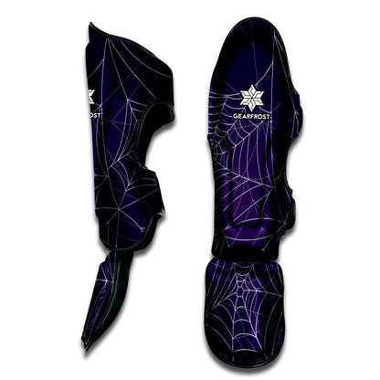 Purple Spider Web Pattern Print Muay Thai Shin Guard