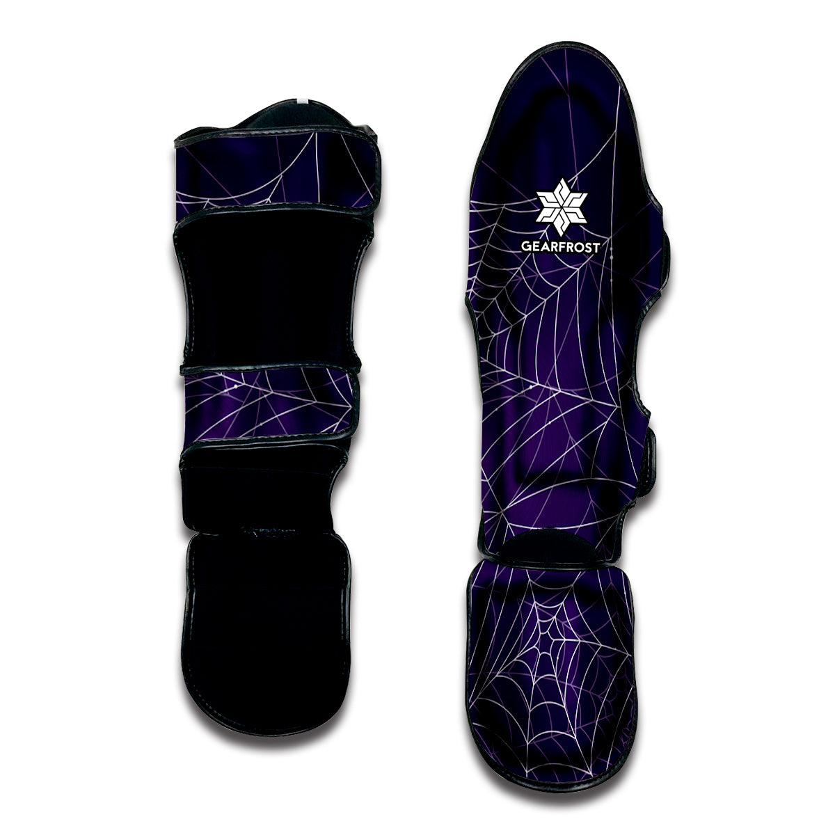 Purple Spider Web Pattern Print Muay Thai Shin Guard