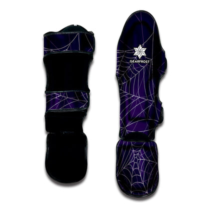 Purple Spider Web Pattern Print Muay Thai Shin Guard