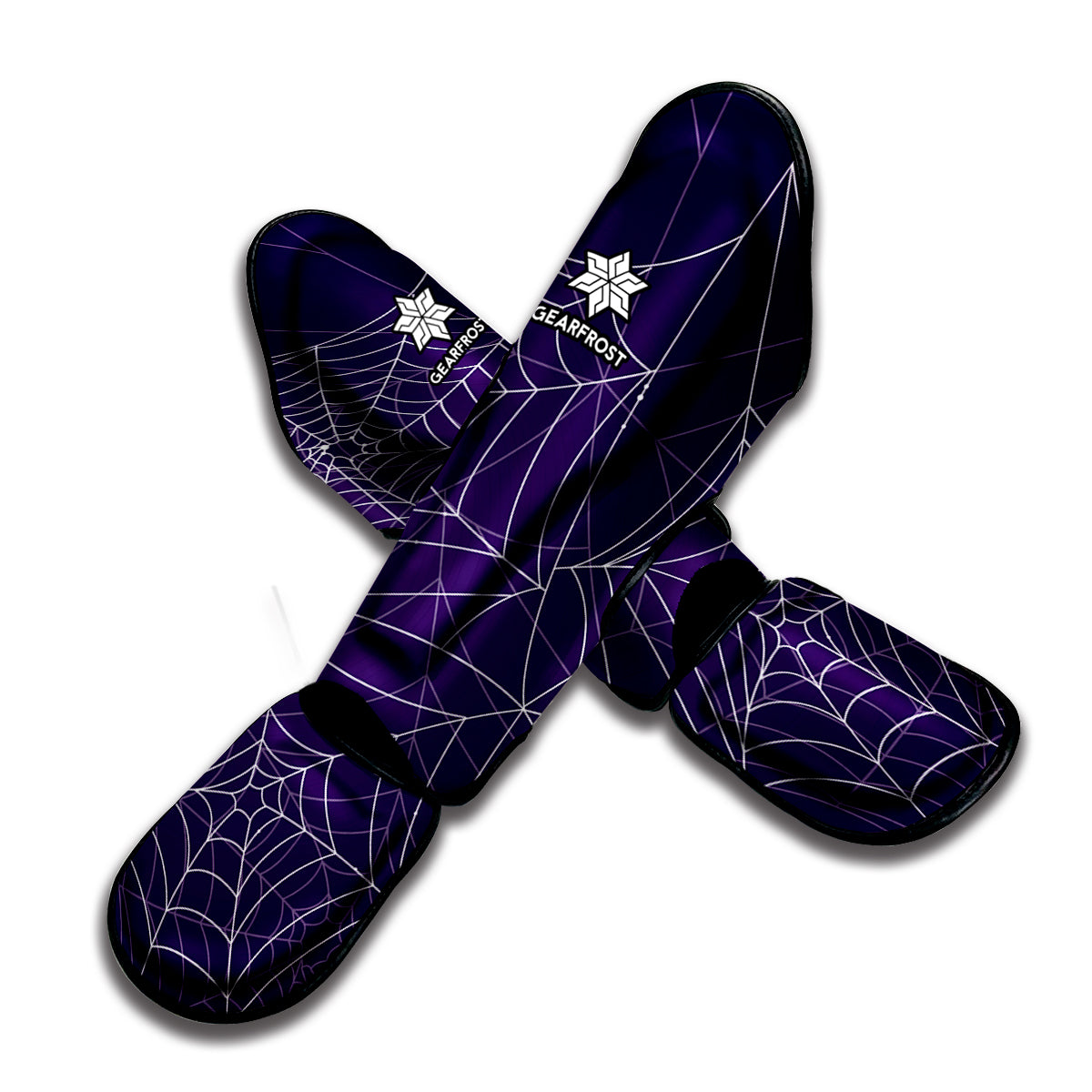 Purple Spider Web Pattern Print Muay Thai Shin Guard