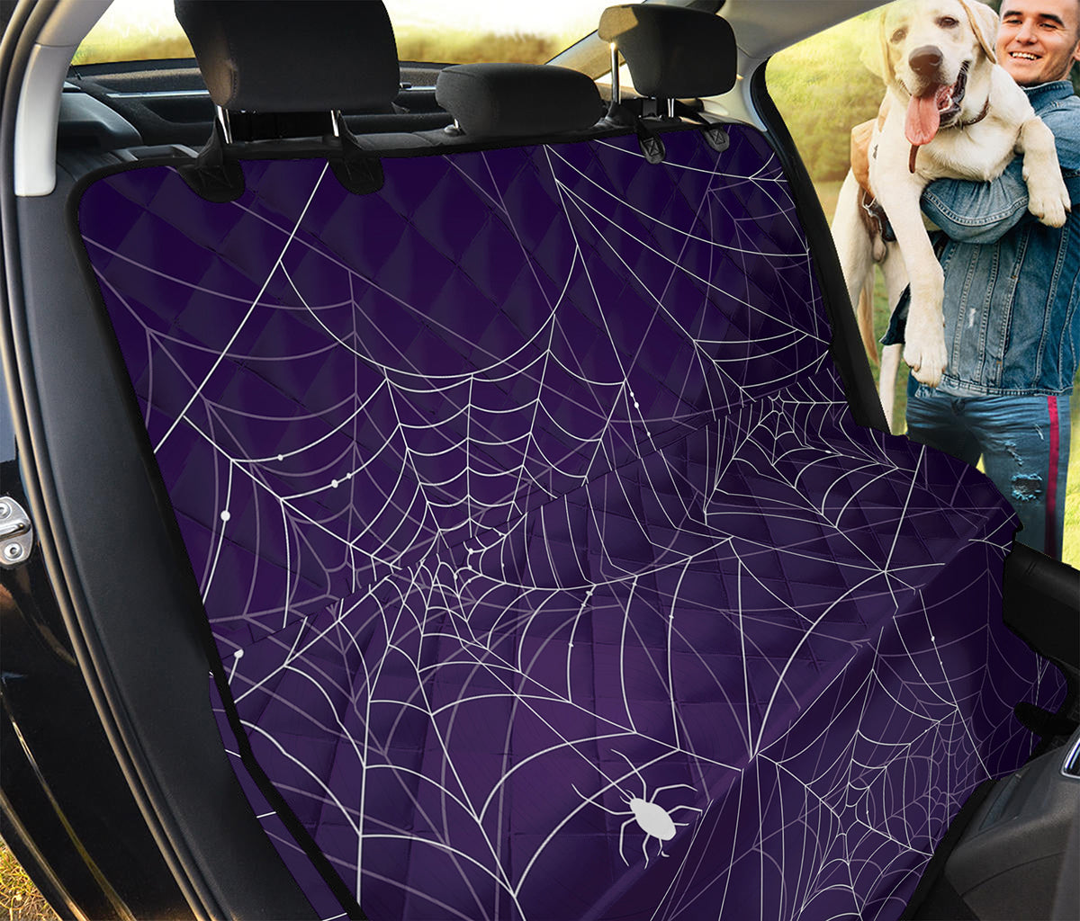 Purple Spider Web Pattern Print Pet Car Back Seat Cover