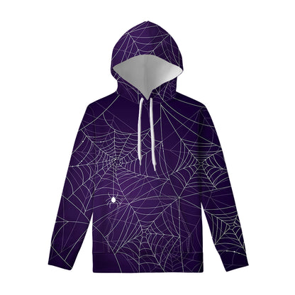 Purple Spider Web Pattern Print Pullover Hoodie