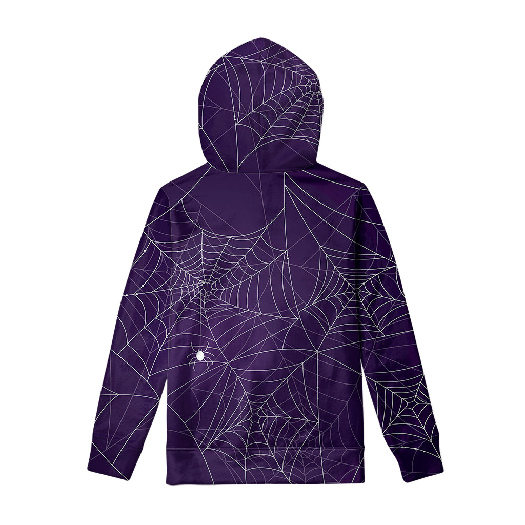 Purple Spider Web Pattern Print Pullover Hoodie