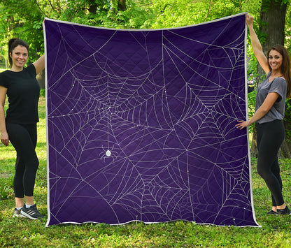 Purple Spider Web Pattern Print Quilt