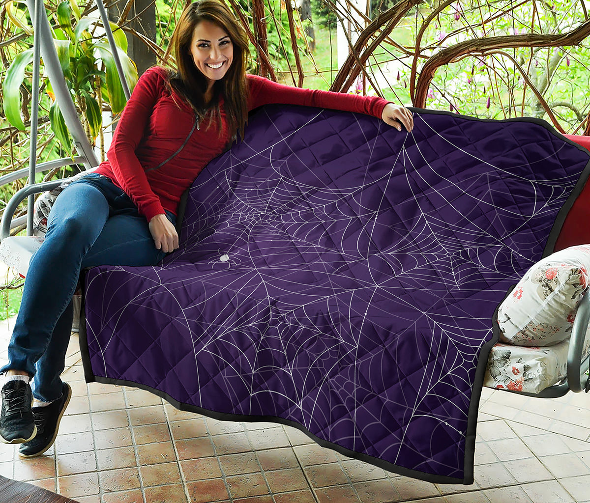 Purple Spider Web Pattern Print Quilt