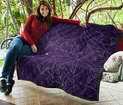 Purple Spider Web Pattern Print Quilt