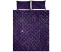 Purple Spider Web Pattern Print Quilt Bed Set