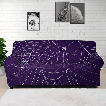 Purple Spider Web Pattern Print Sofa Cover