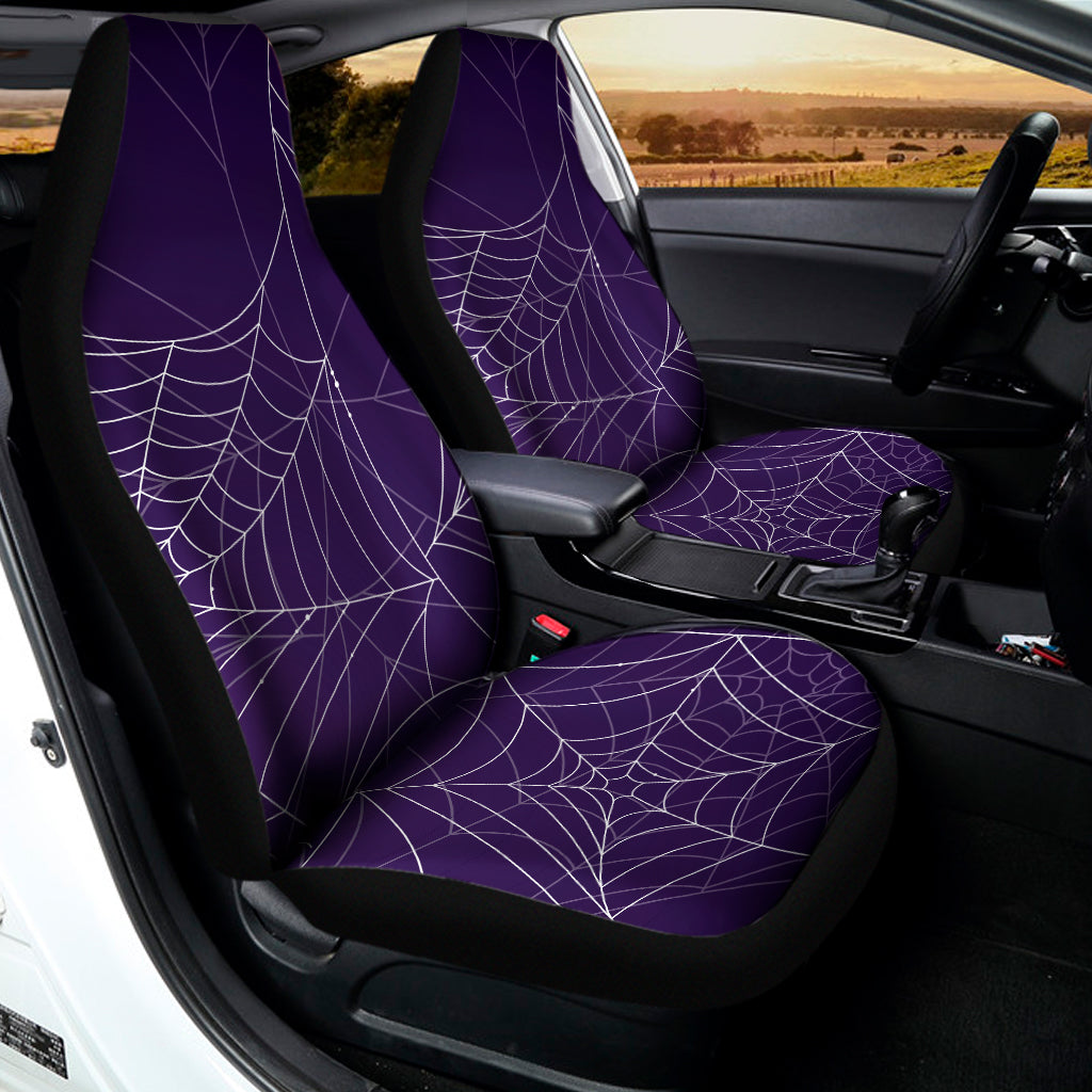 Purple Spider Web Pattern Print Universal Fit Car Seat Covers