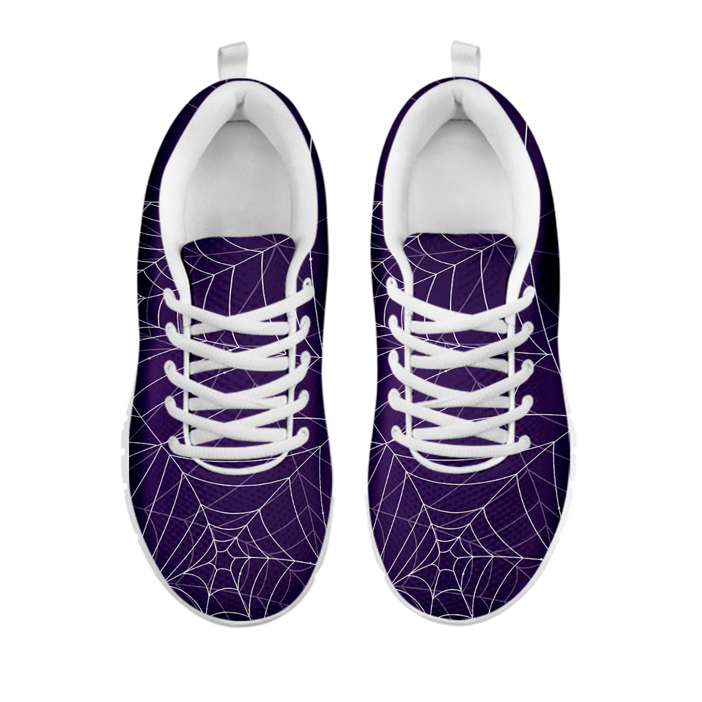 Purple Spider Web Pattern Print White Sneakers