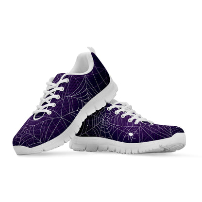 Purple Spider Web Pattern Print White Sneakers