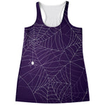 Purple Spider Web Pattern Print Women's Racerback Tank Top