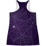 Purple Spider Web Pattern Print Women's Racerback Tank Top