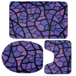 Purple Stained Glass Mosaic Print 3 Piece Bath Mat Set