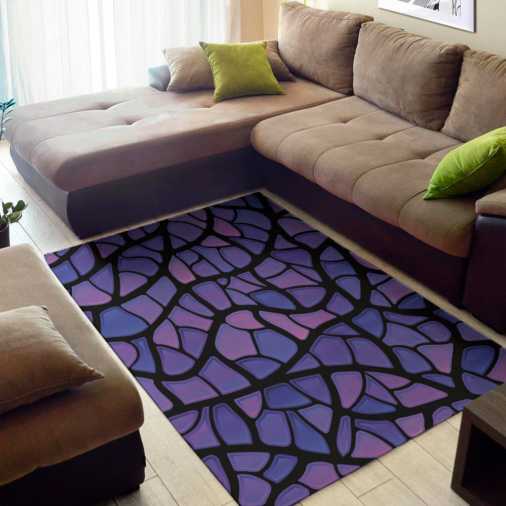 Purple Stained Glass Mosaic Print Area Rug