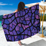 Purple Stained Glass Mosaic Print Beach Sarong Wrap
