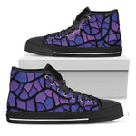Purple Stained Glass Mosaic Print Black High Top Shoes
