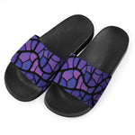 Purple Stained Glass Mosaic Print Black Slide Sandals