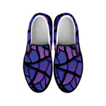 Purple Stained Glass Mosaic Print Black Slip On Shoes