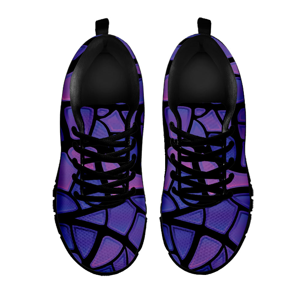 Purple Stained Glass Mosaic Print Black Sneakers