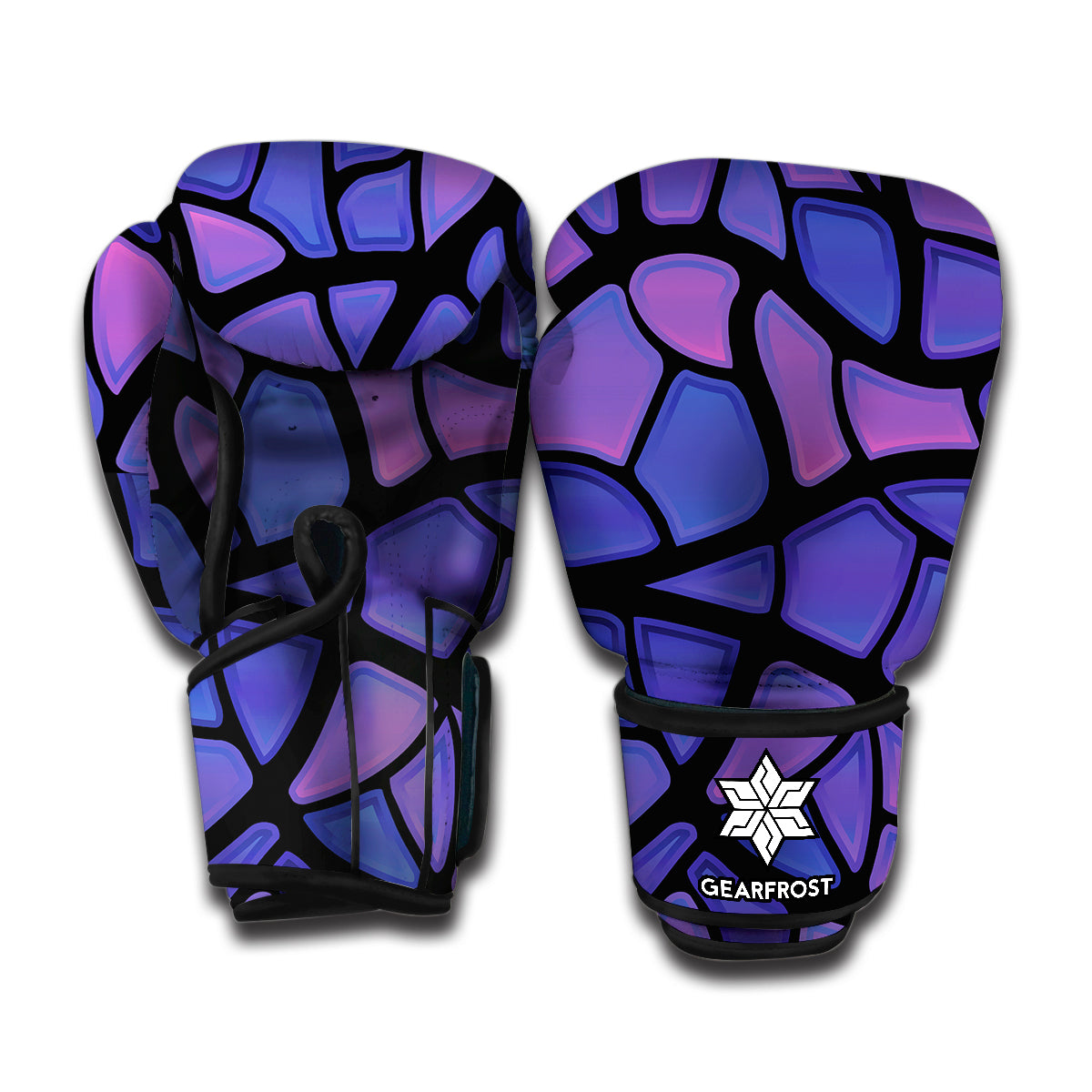 Purple Stained Glass Mosaic Print Boxing Gloves