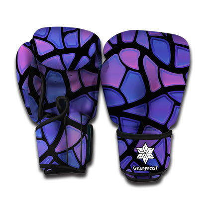 Purple Stained Glass Mosaic Print Boxing Gloves